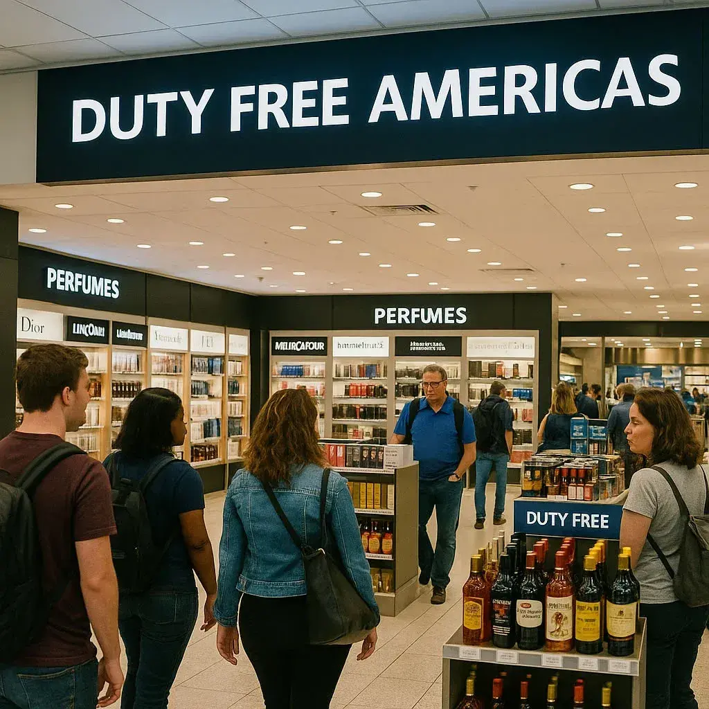 Duty free Americas store with customers